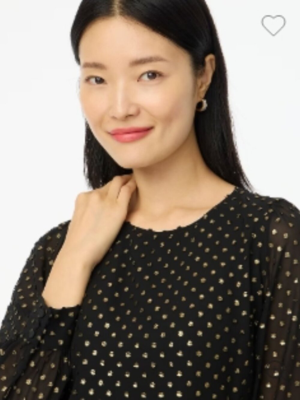 NWOT J.Crew Gold Shimmer Clip-Dot Top Black Long Sleeve in Size L - Picture 4 of 14